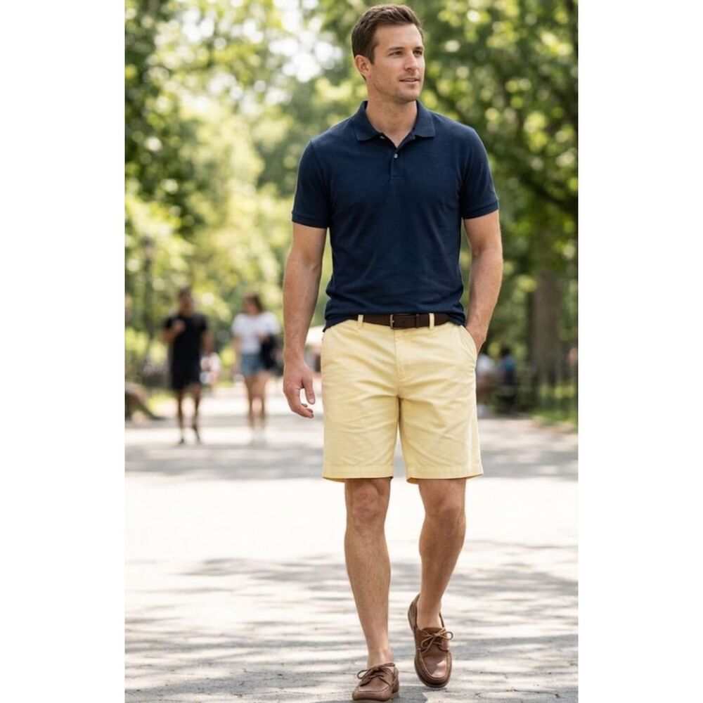 New Chaps Flat Front Golf Shorts Yellow Men's Size 36
